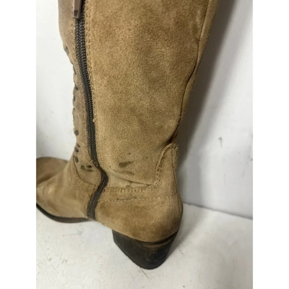 Carlos by Carlos Santana Noble Tan Suede Over The Knee Studded Boots 6.5M
